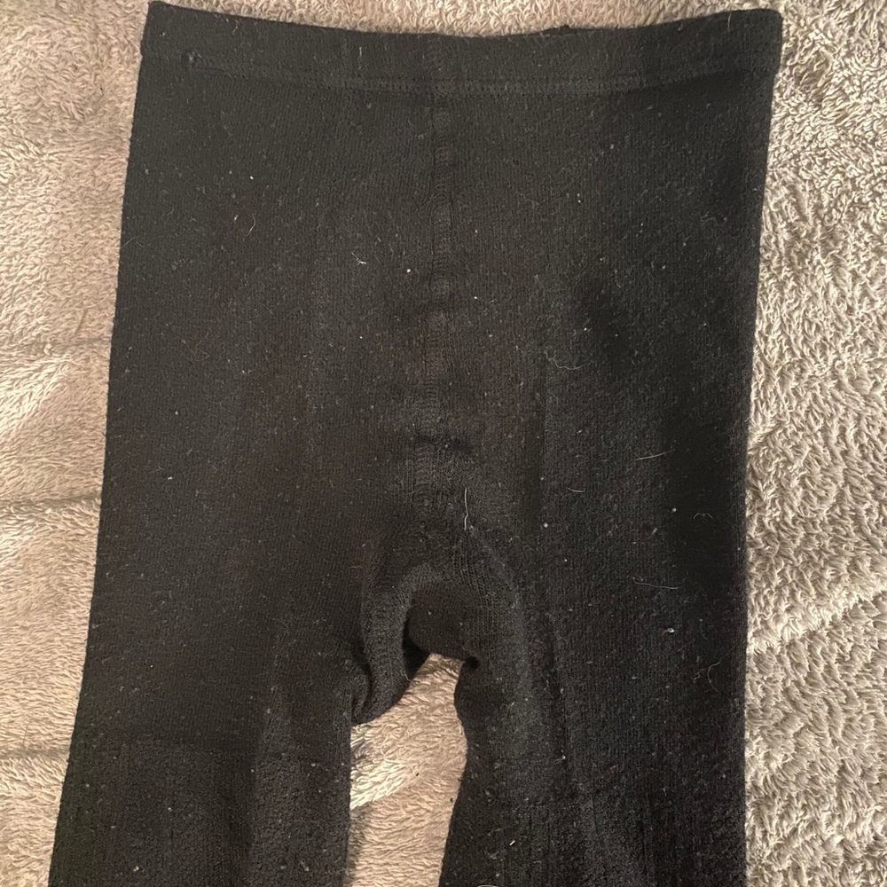 Black thermal footed leggings, one size